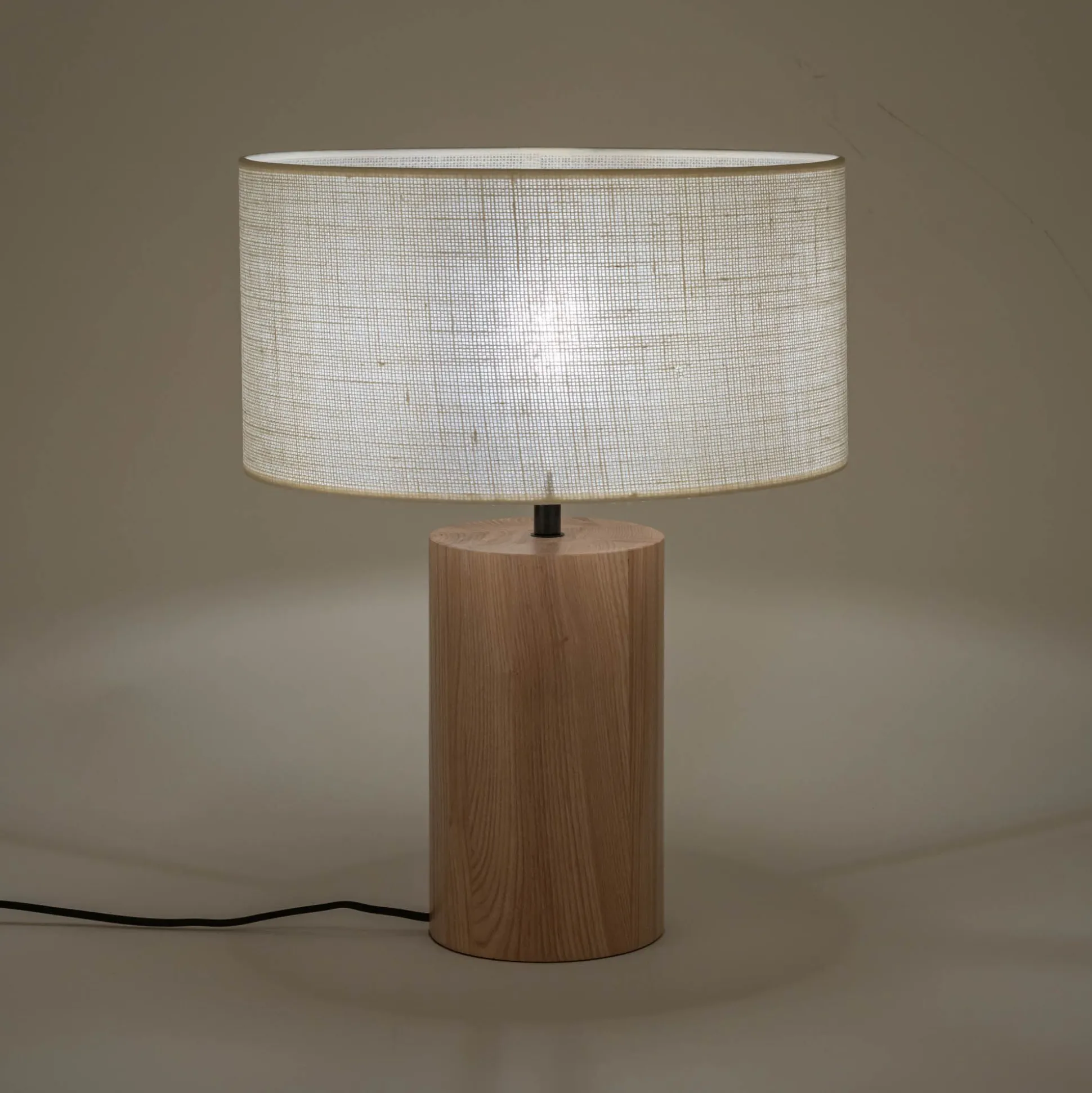 Abat-jour cylindrique en jute D35cm - blanc