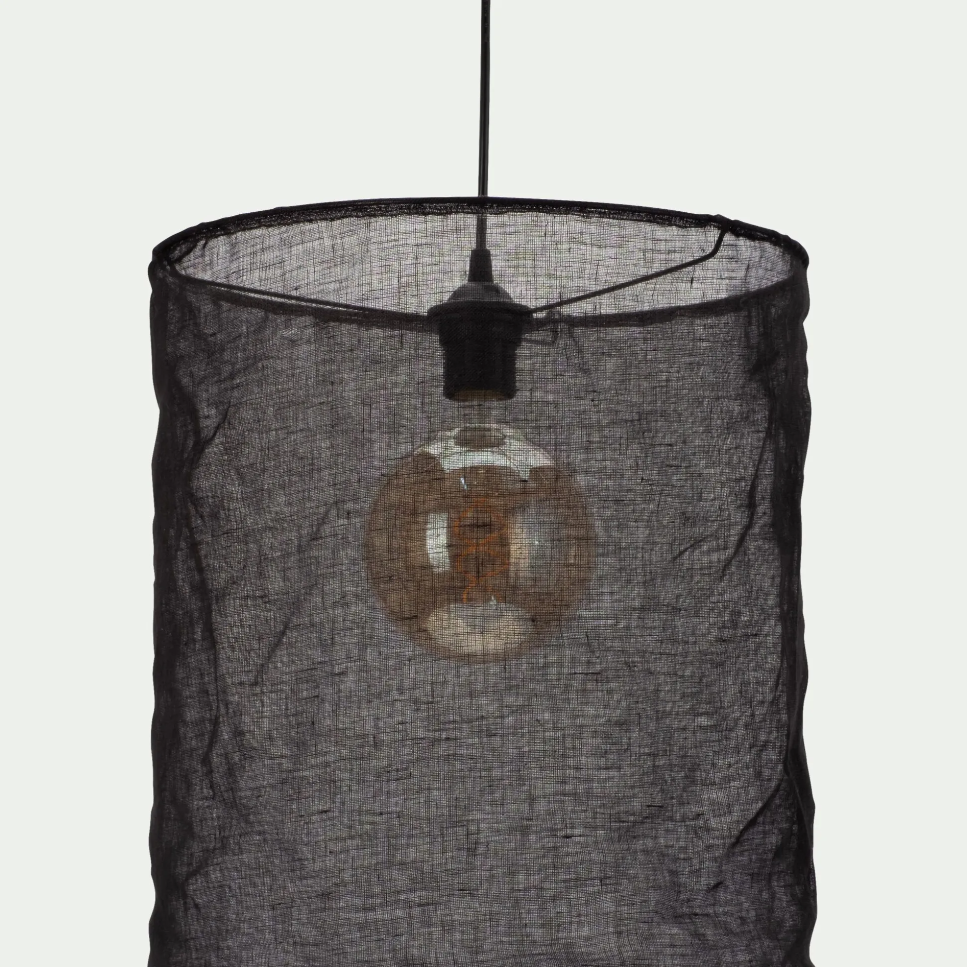 Abat-jour cylindrique en lin D35cm - noir