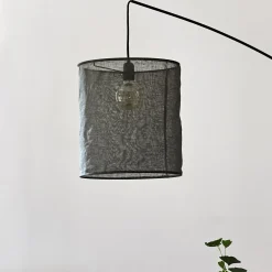 Abat-jour cylindrique en lin D35cm - noir