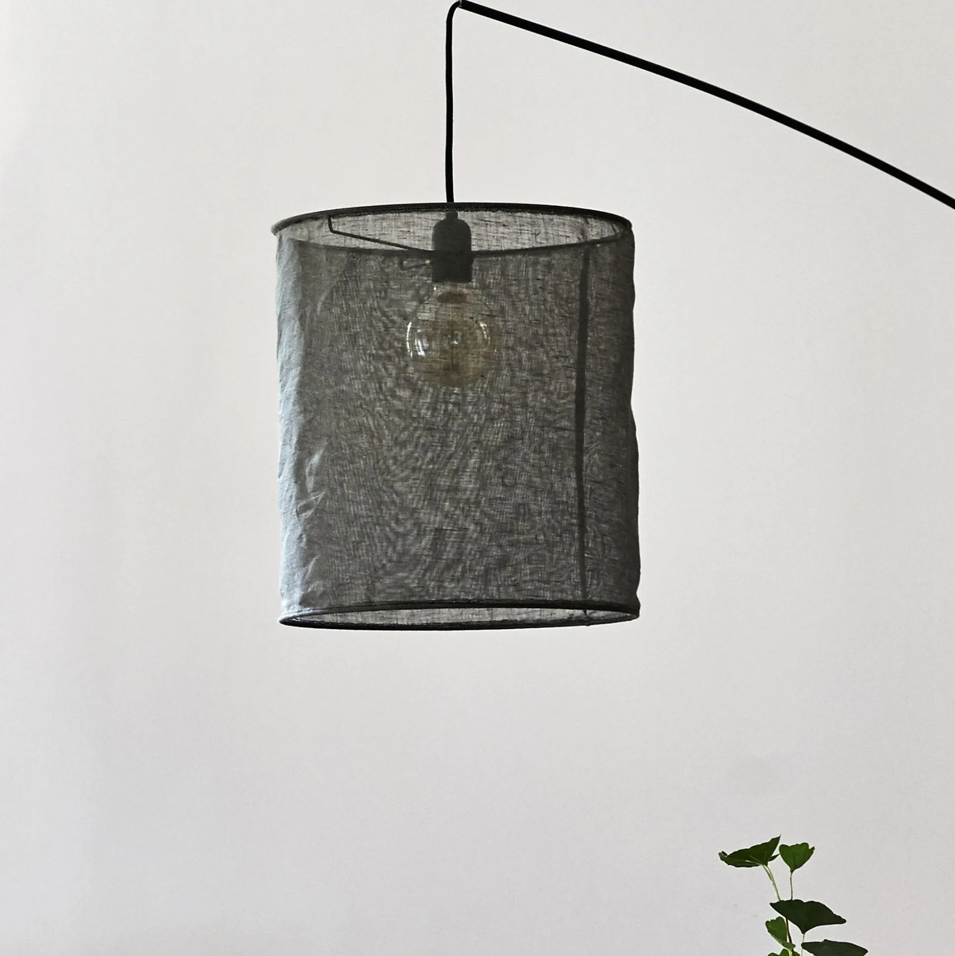 Abat-jour cylindrique en lin D35cm - noir