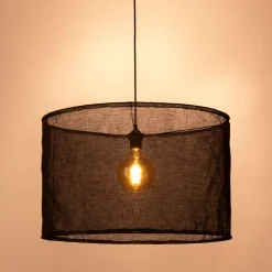 Abat-jour cylindrique en lin D60cm - noir