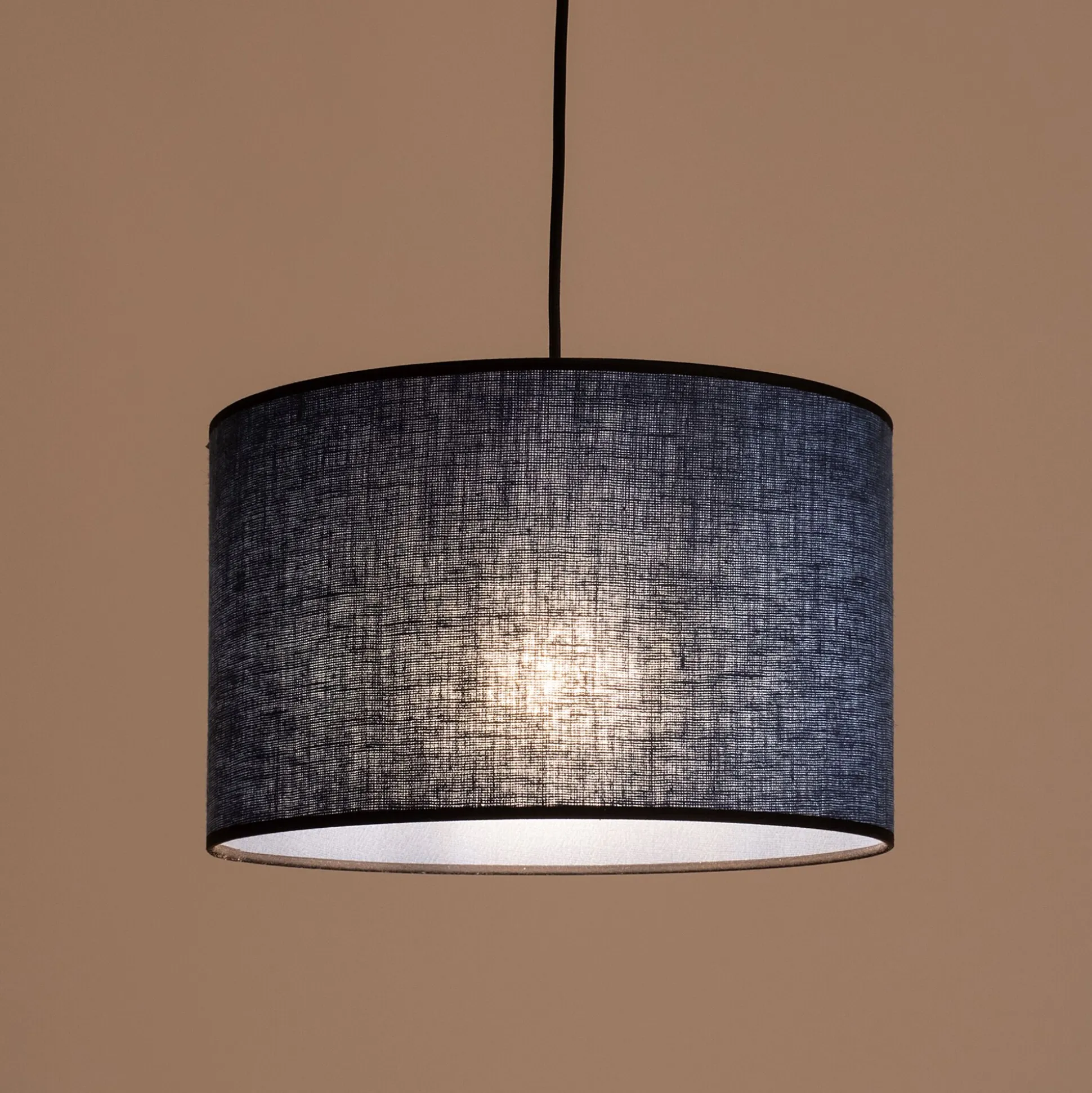 Abat-jour cylindrique en lin D32cm - bleu santorin