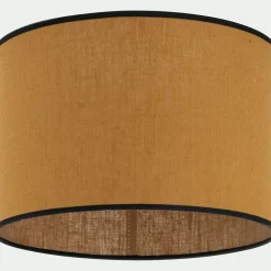 Abat-jour cylindrique en lin D32cm - jaune miel