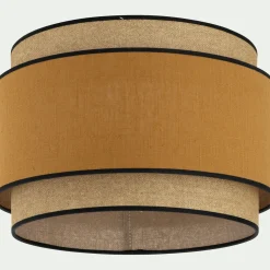 Abat-jour cylindrique en tissu D38cm - jaune miel