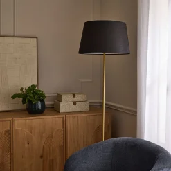 Abat-jour tambour en coton - D45cm noir