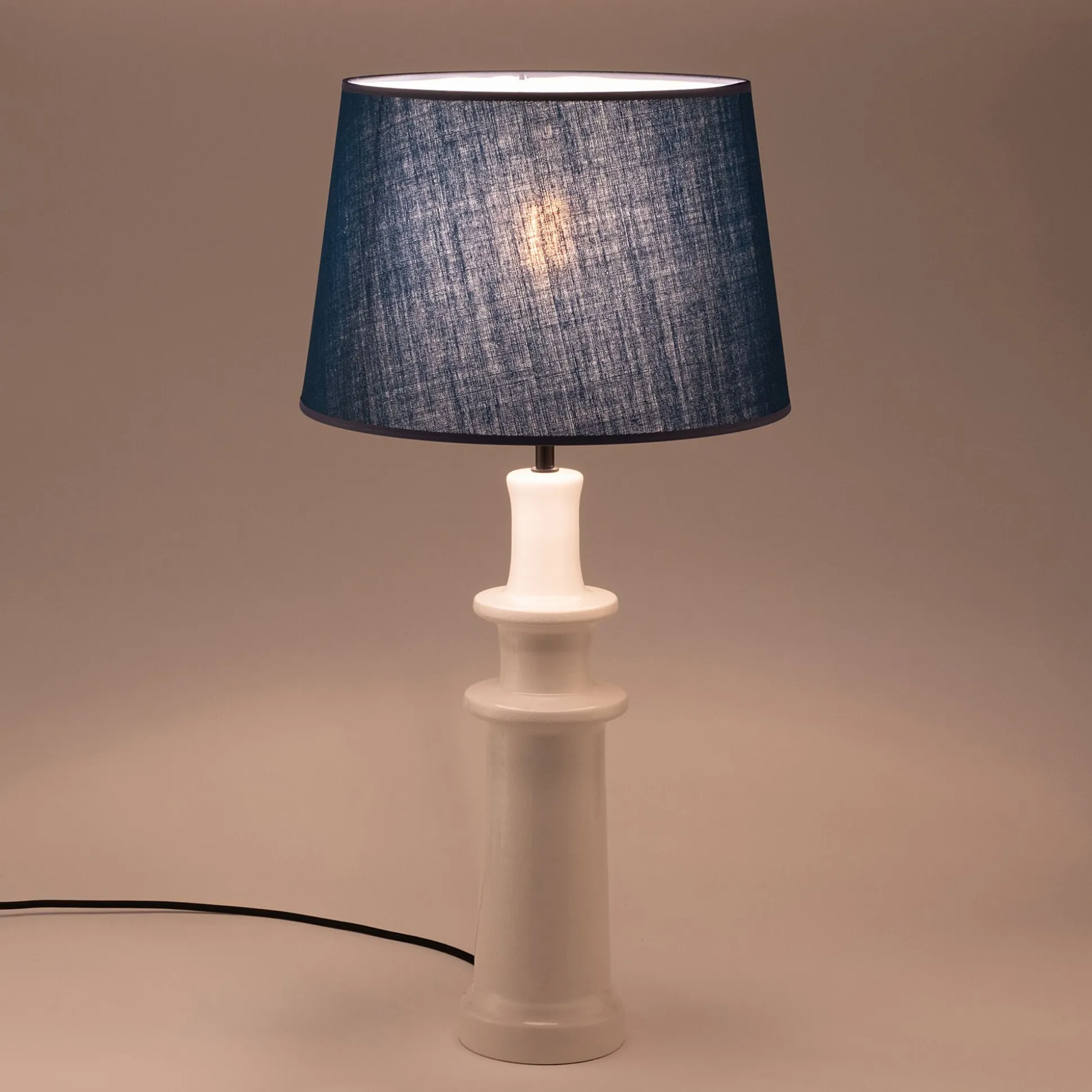 Abat-jour tambour en coton D33cm - bleu figuerolles