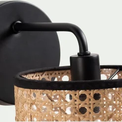 Applique électrifiée en rotin - naturel D15cm