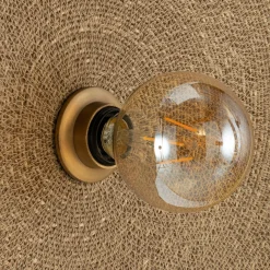 Applique murale électrifiée en jonc de mer D61cm - naturel
