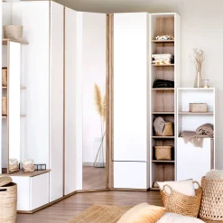 Armoire de dressing 2 portes battantes en bois effet chêne H235xL100cm - blanc