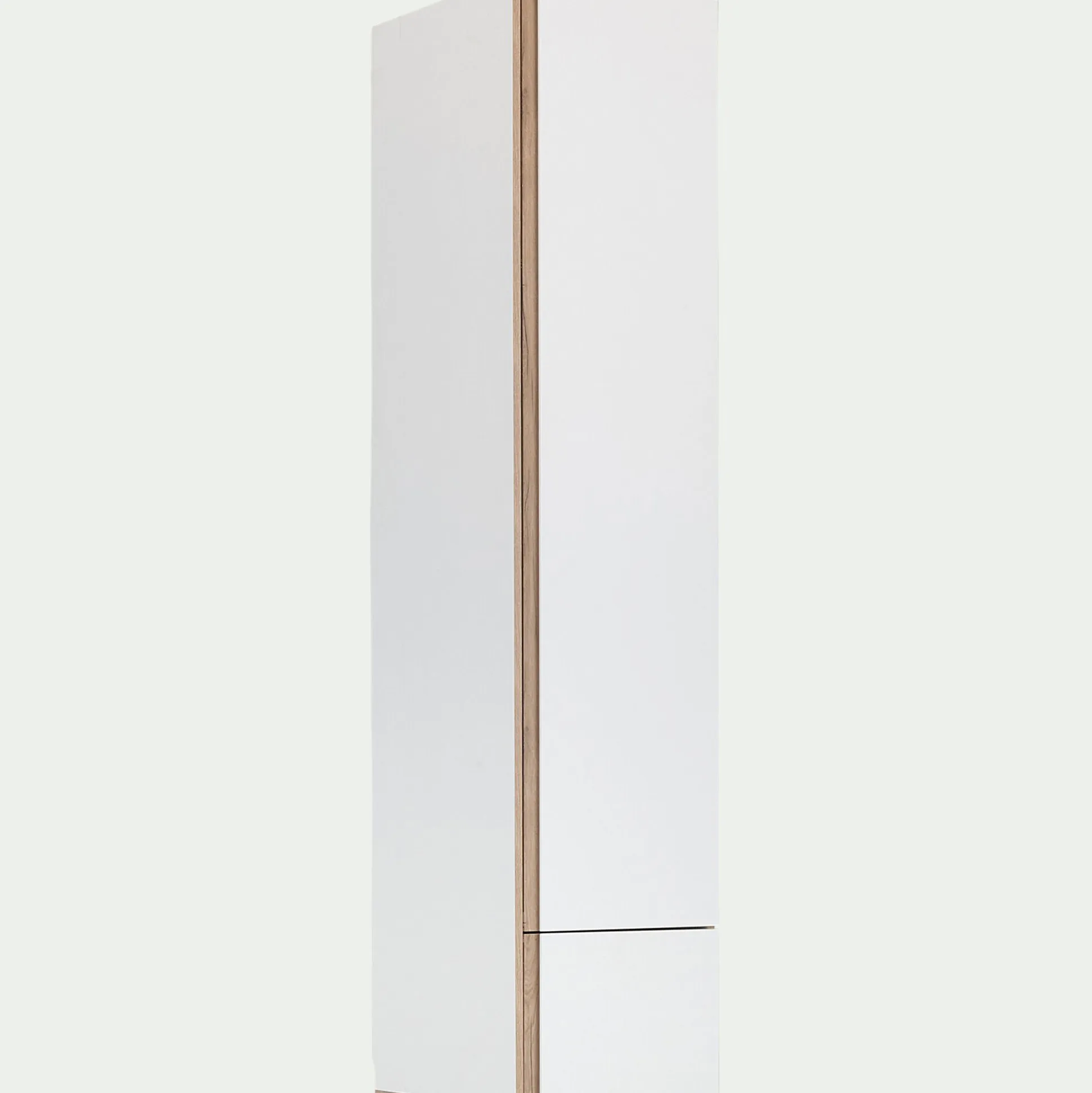 Armoire dressing avec 1 porte et 1 tiroir en bois effet chêne H235XL50cm - blanc