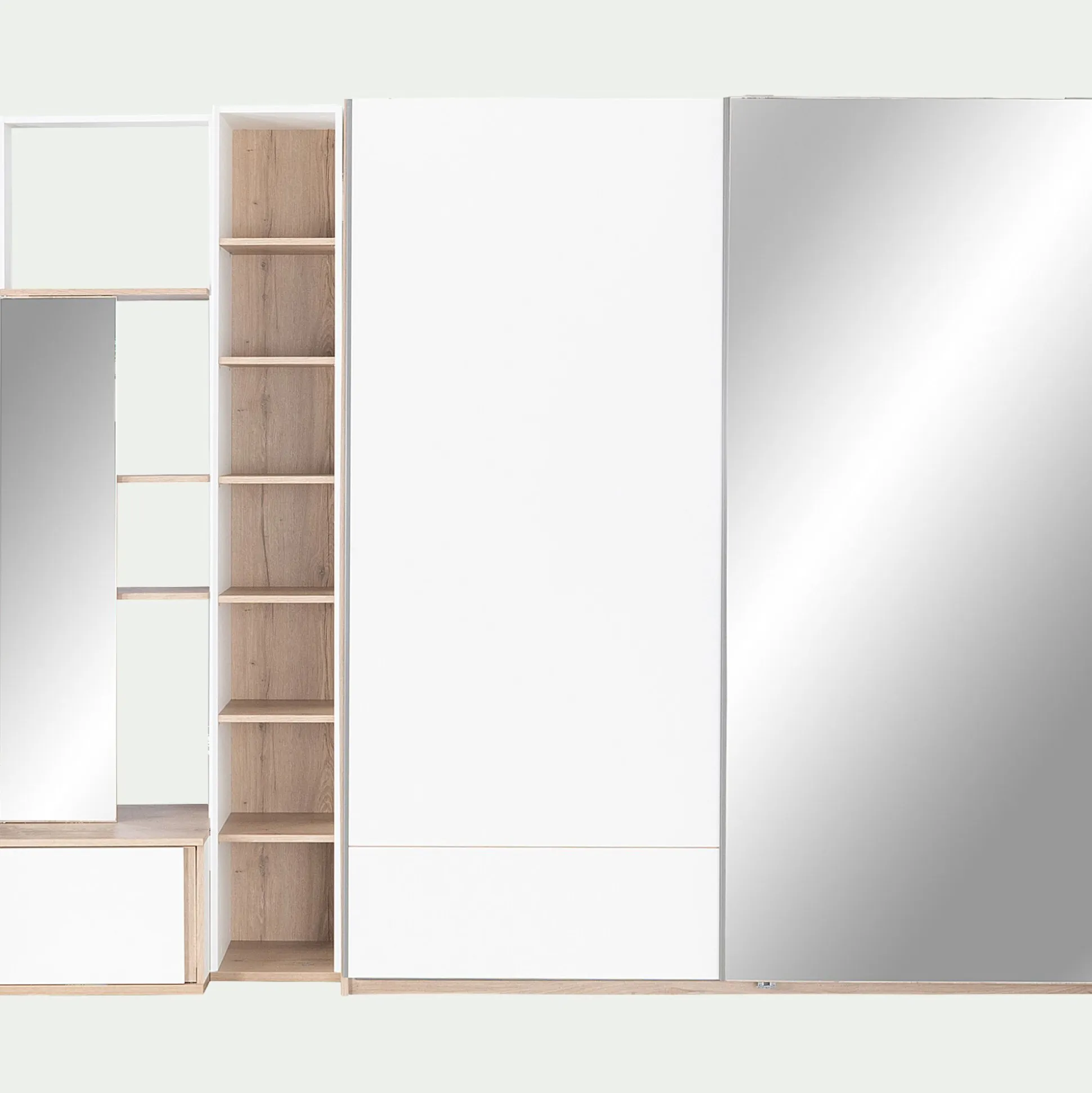 Armoire dressing avec 2 portes coulissantes en bois effet chêne H235cm - blanc