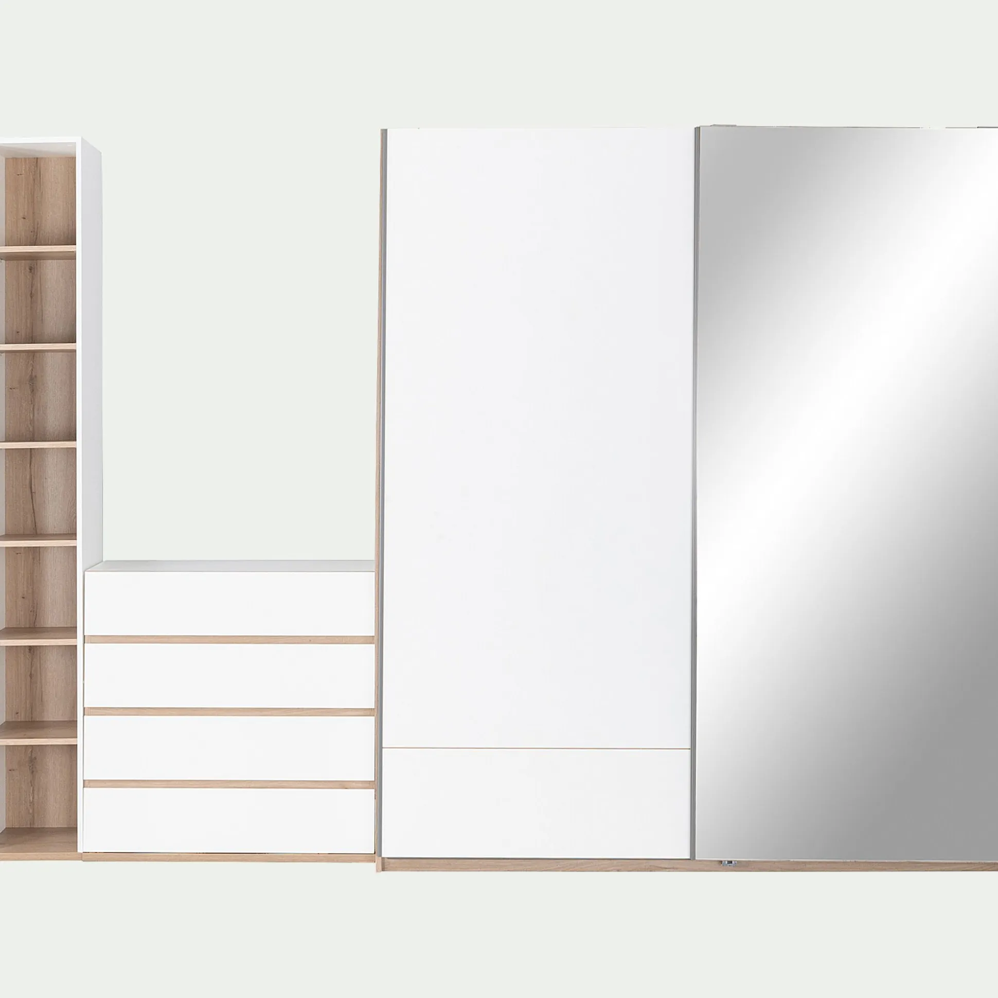 Armoire dressing avec 2 portes coulissantes en bois effet chêne H235cm - blanc