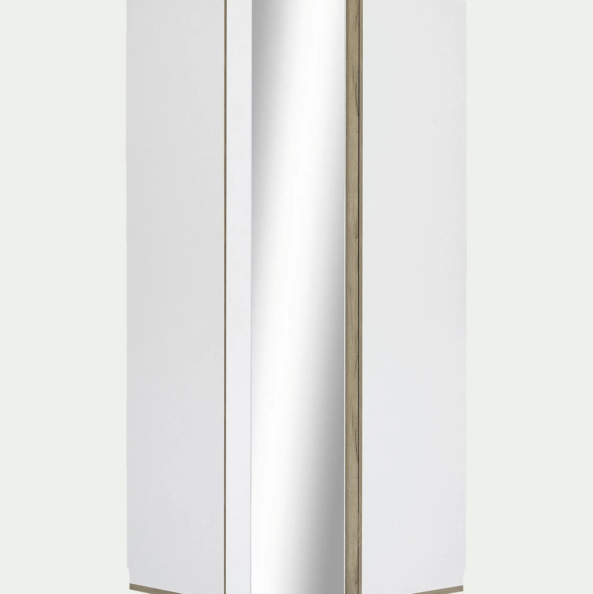 Armoire dressing d'angle avec 1 porte en bois effet chêne - blanc H235xL96cm