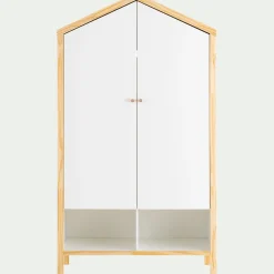 Armoire forme de maison en bois H185cm - blanc
