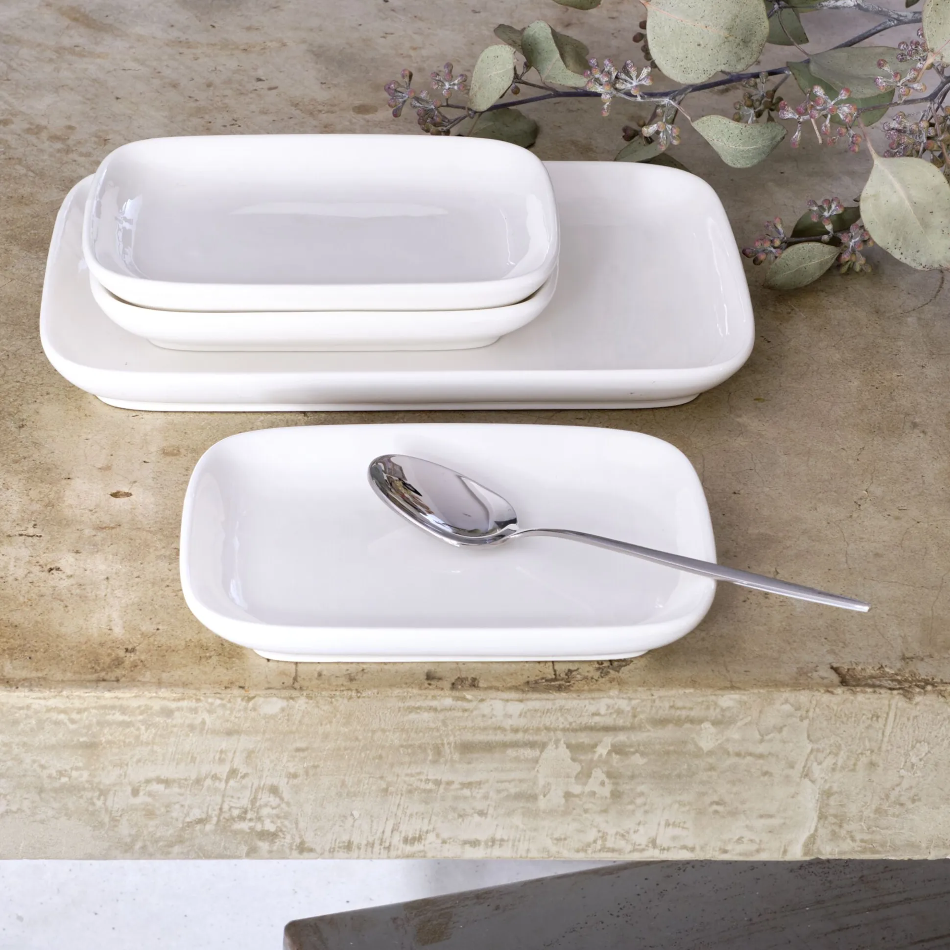 Assiette apéro en porcelaine 10,4x14,2cm - blanc