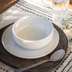 Assiette creuse en faïence D15cm - blanc ventoux