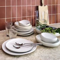 Assiette creuse en grès D20cm - blanc ventoux