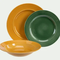 Assiette creuse en grès D23,5cm - jaune
