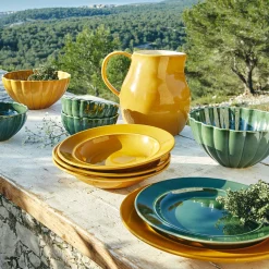 Assiette creuse en grès D23,5cm - jaune