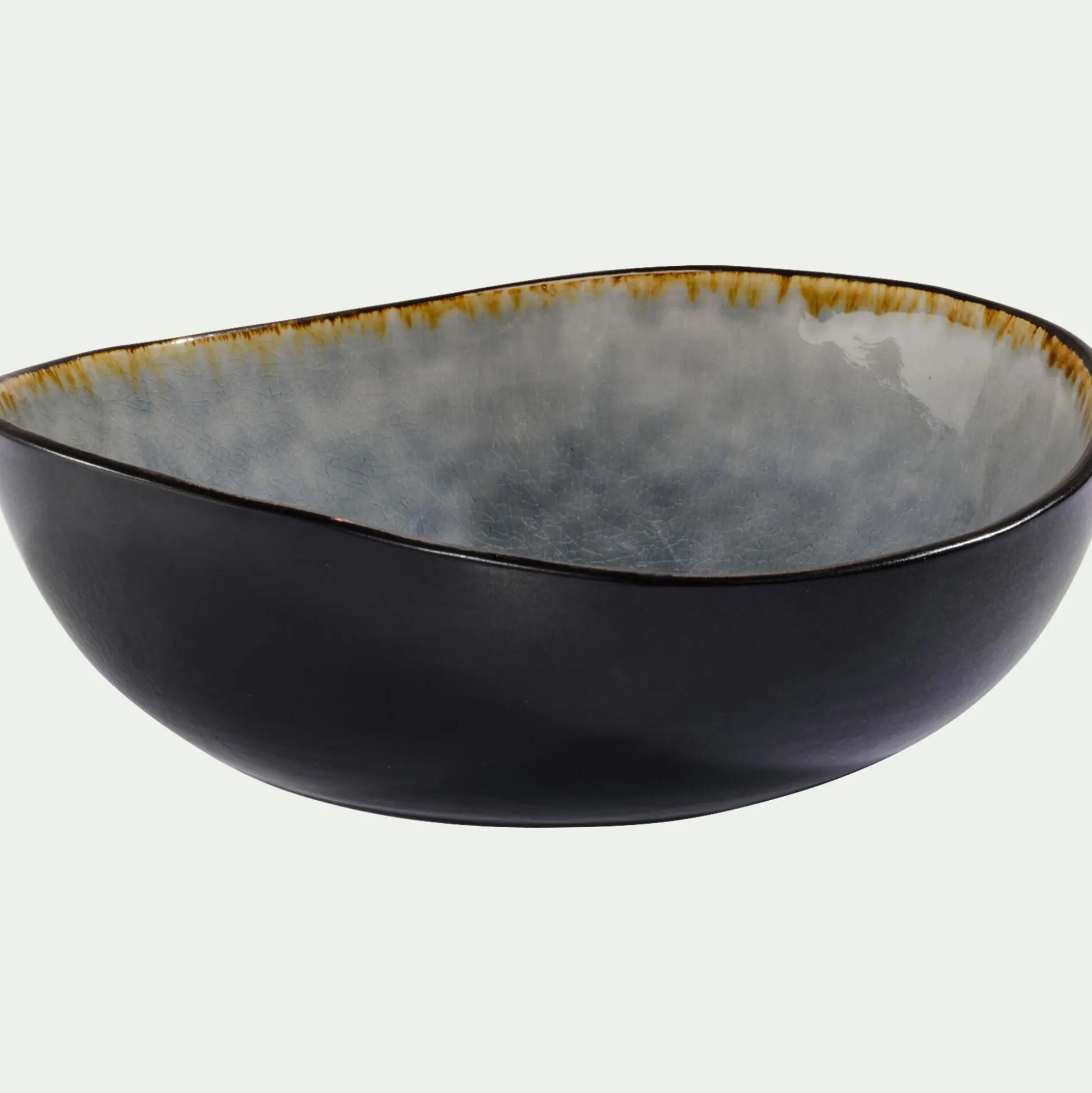 Assiette creuse en grès émail réactif D20cm - gris