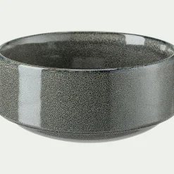 Assiette creuse en grès émail réactif D15,5cm - vert