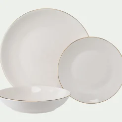 Assiette creuse en porcelaine avec liseré doré D20cm - blanc