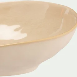 Assiette creuse inclinée en grès D19cm - blanc ventoux