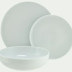 Assiette creuse spirale en porcelaine D21cm - blanc
