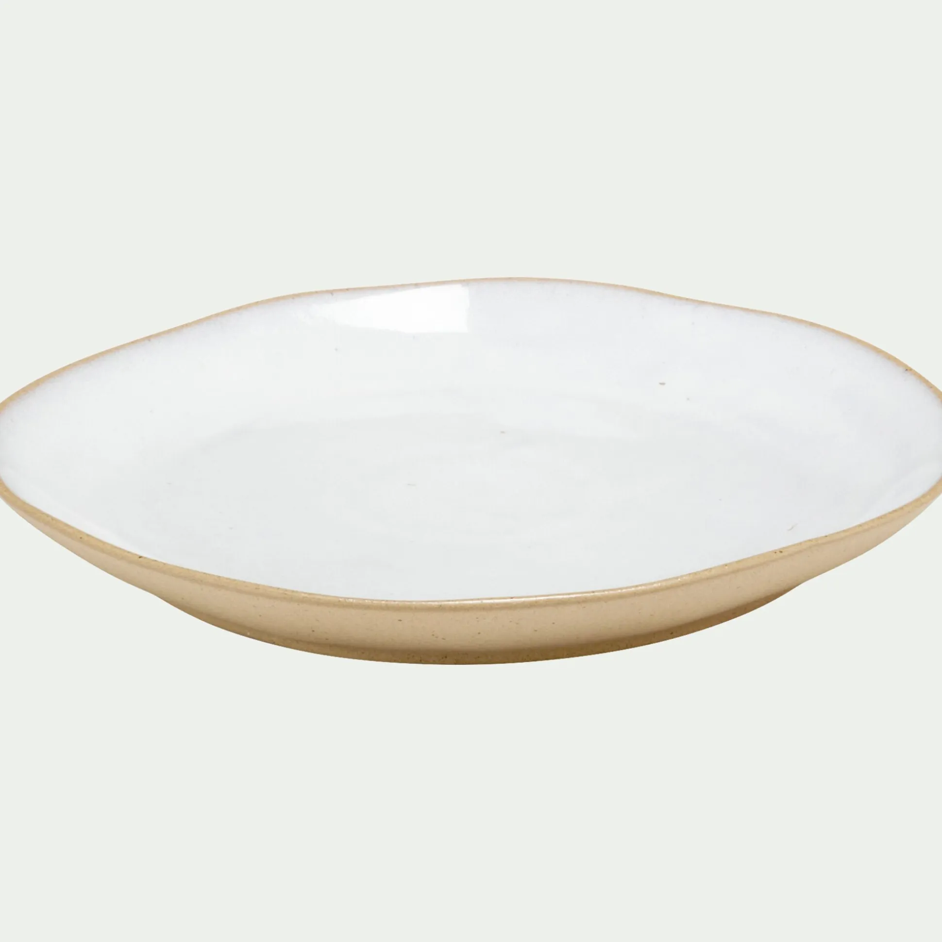 Assiette à dessert bicolore en grès recyclé D21,7cm - blanc
