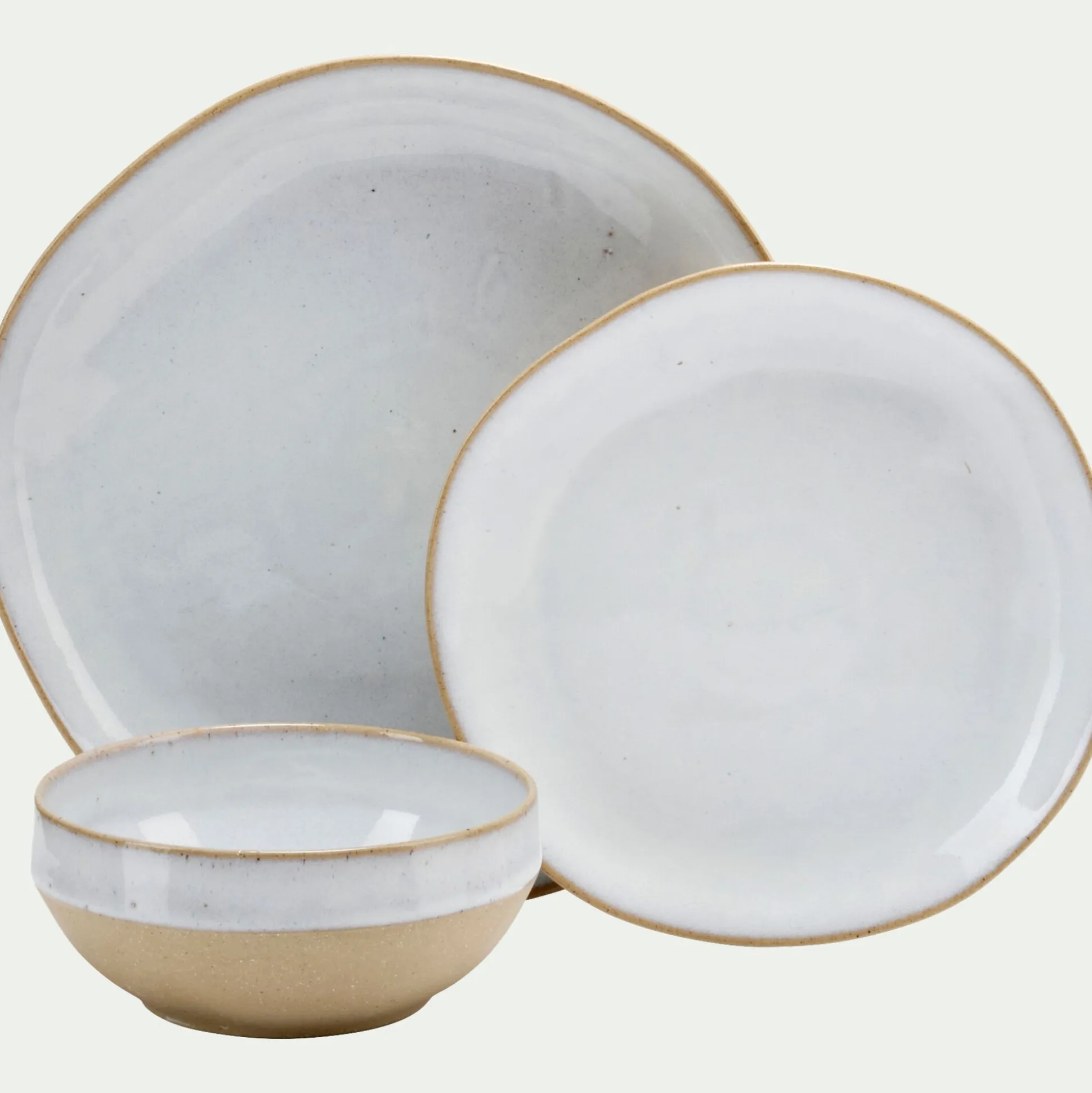 Assiette à dessert bicolore en grès recyclé D21,7cm - blanc
