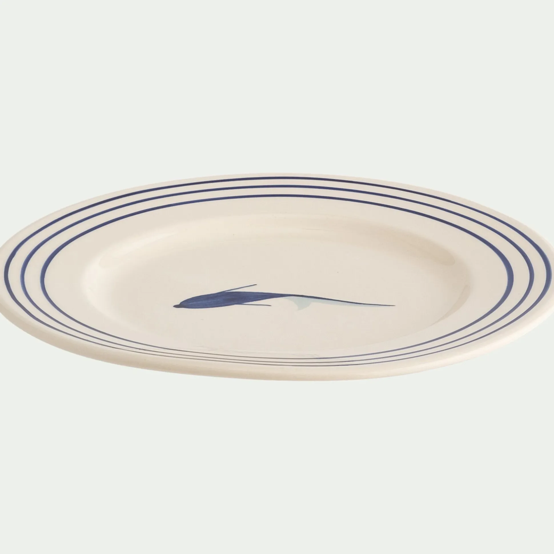 Assiette à dessert en faïence avec motif D22cm - blanc