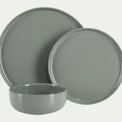 Assiette à dessert en faïence D22,3cm - vert cèdre