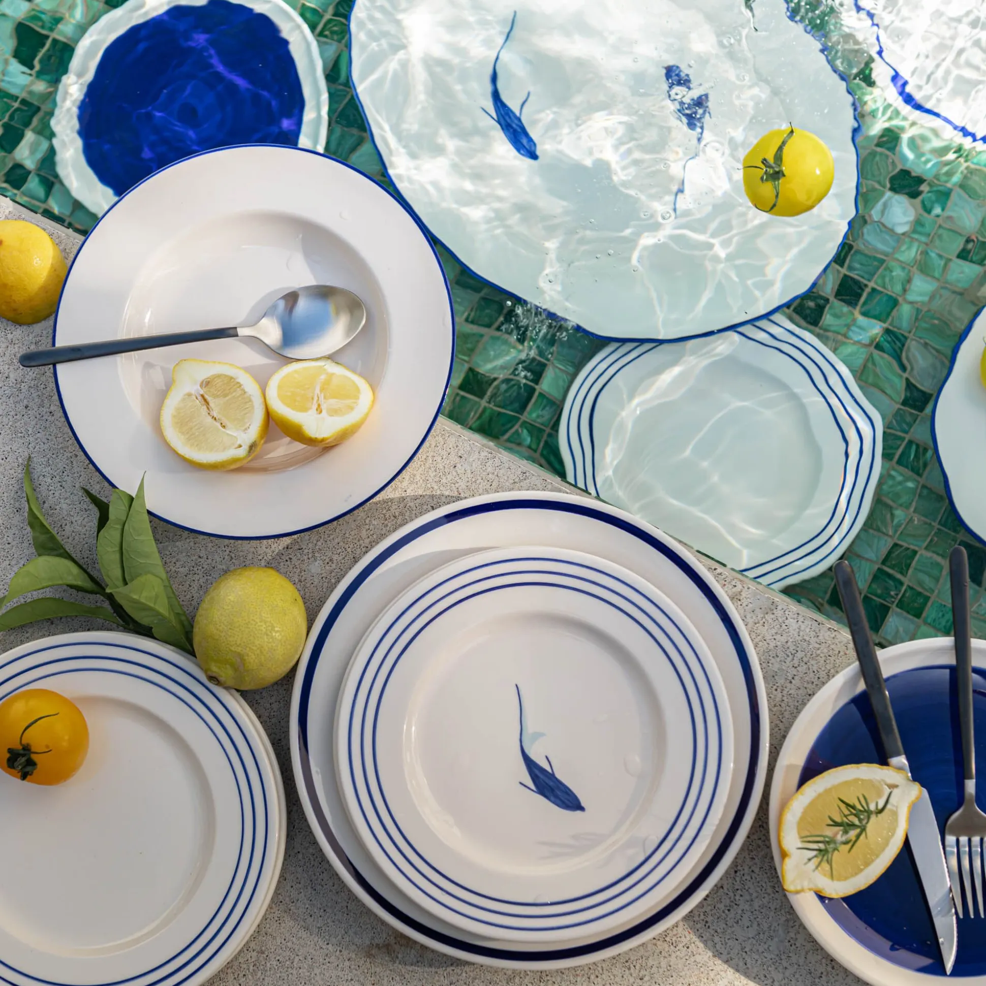 Assiette à dessert en faïence D20,5cm - bleu