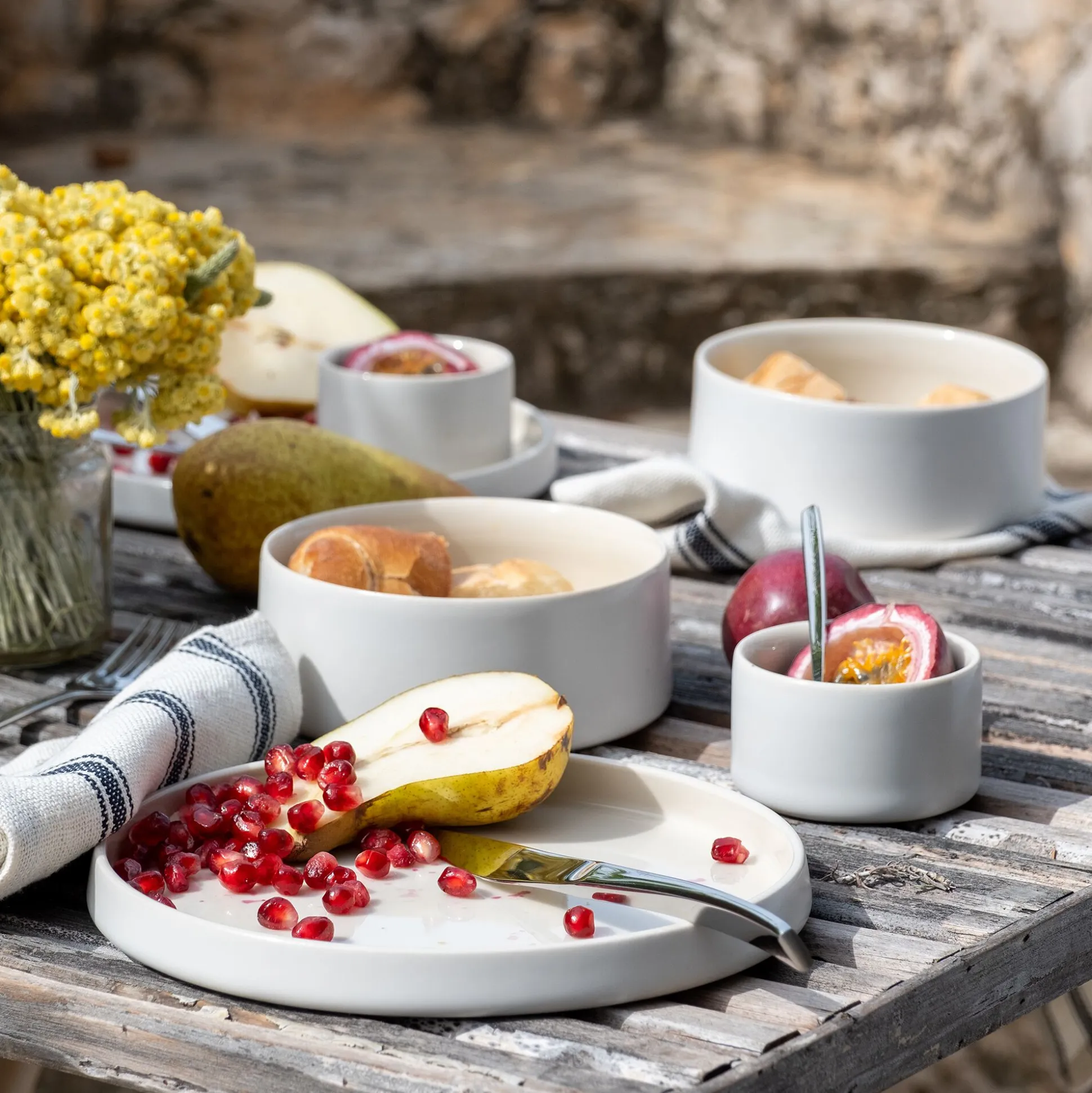 Assiette à dessert en grès D21,5cm - blanc