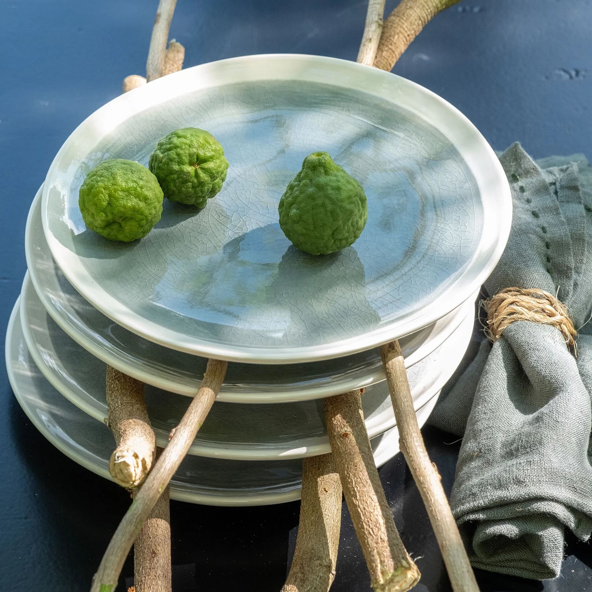 Assiette à dessert en grès D20,5cm - bleu autan