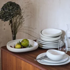Assiette à dessert en grès D21cm - blanc ventoux