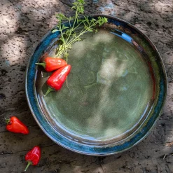 Assiette à dessert en grès D20,5cm - vert cèdre