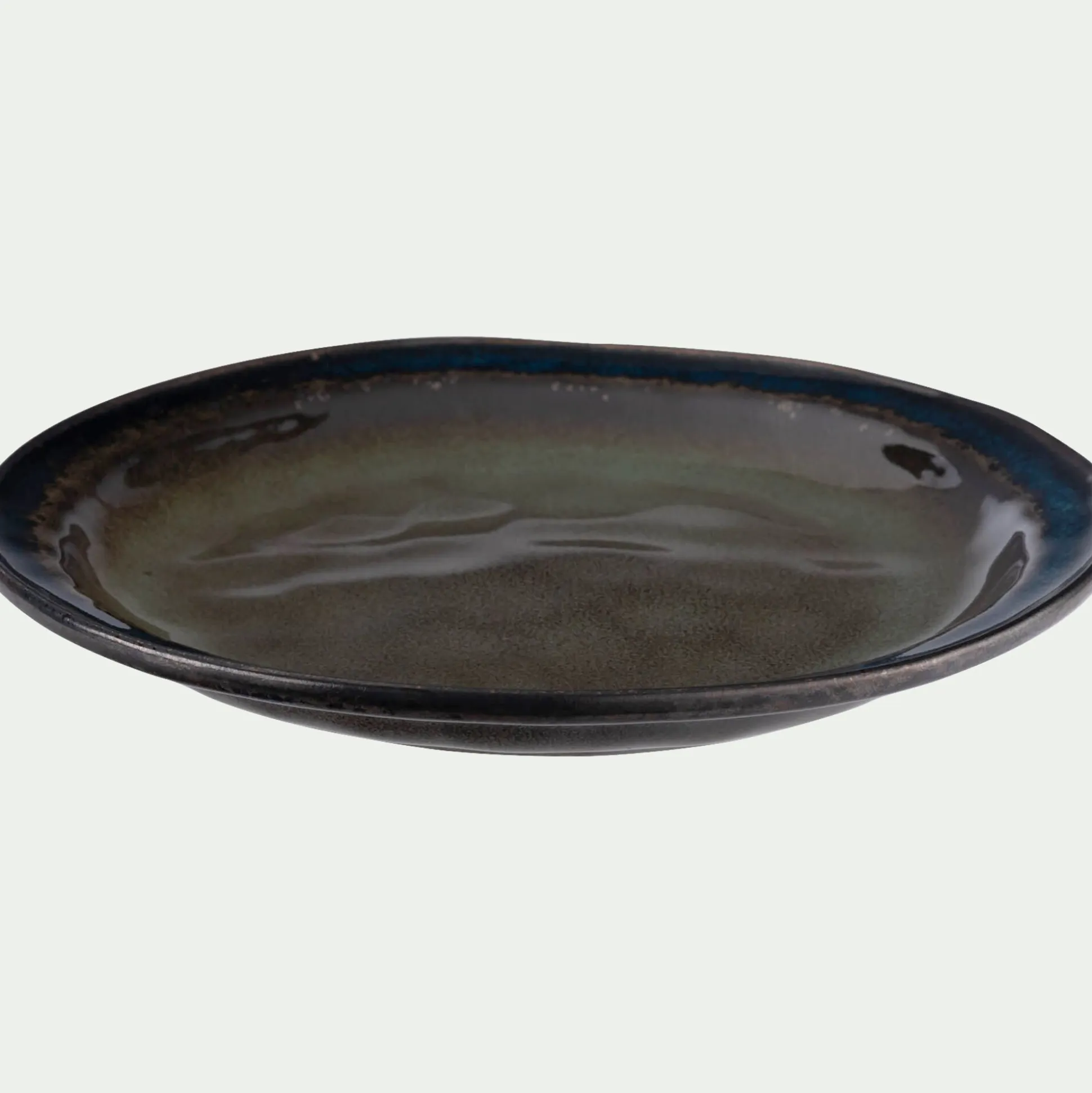 Assiette à dessert en grès D20,5cm - vert cèdre