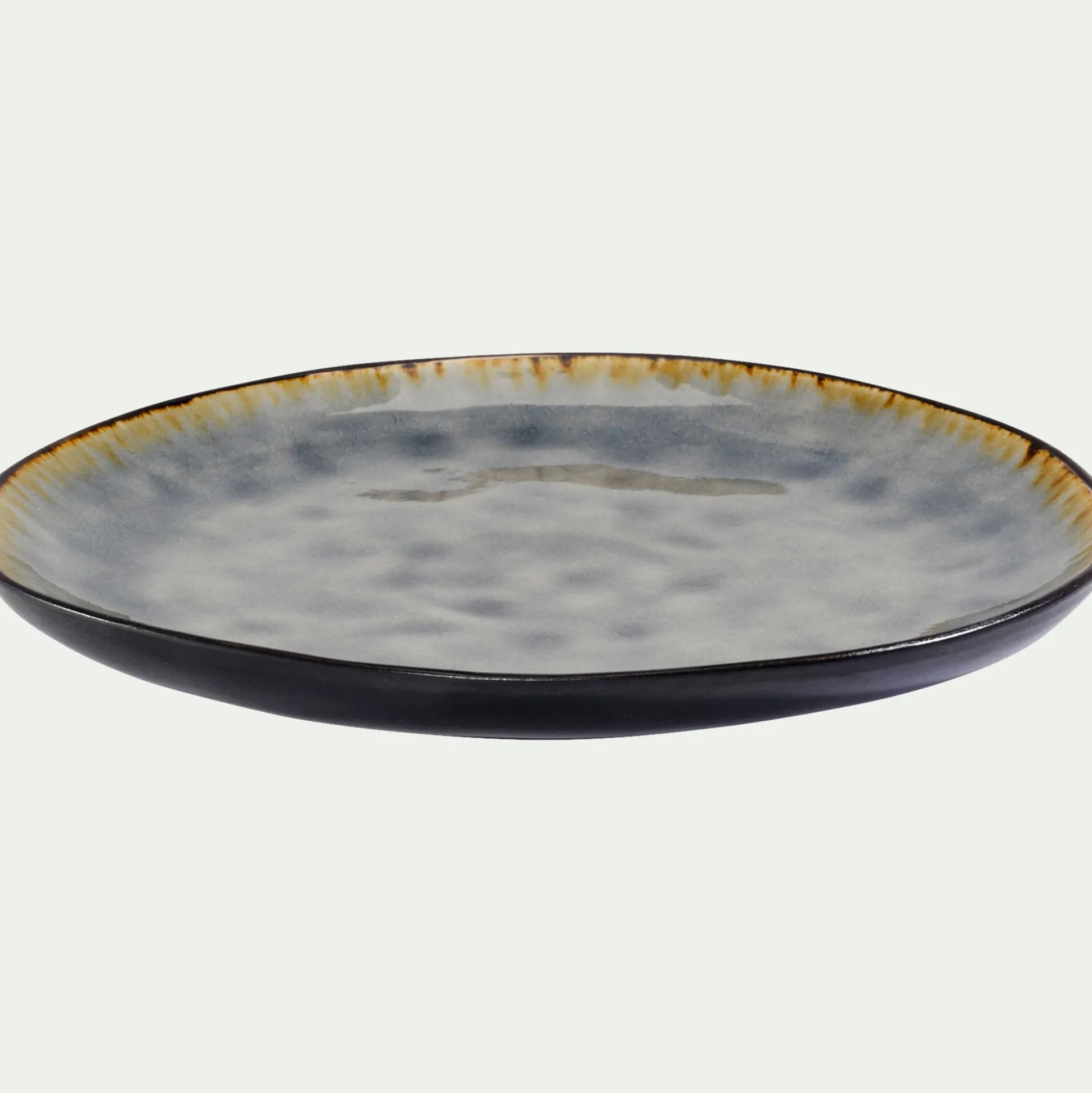 Assiette à dessert en grès émail réactif D20cm - gris