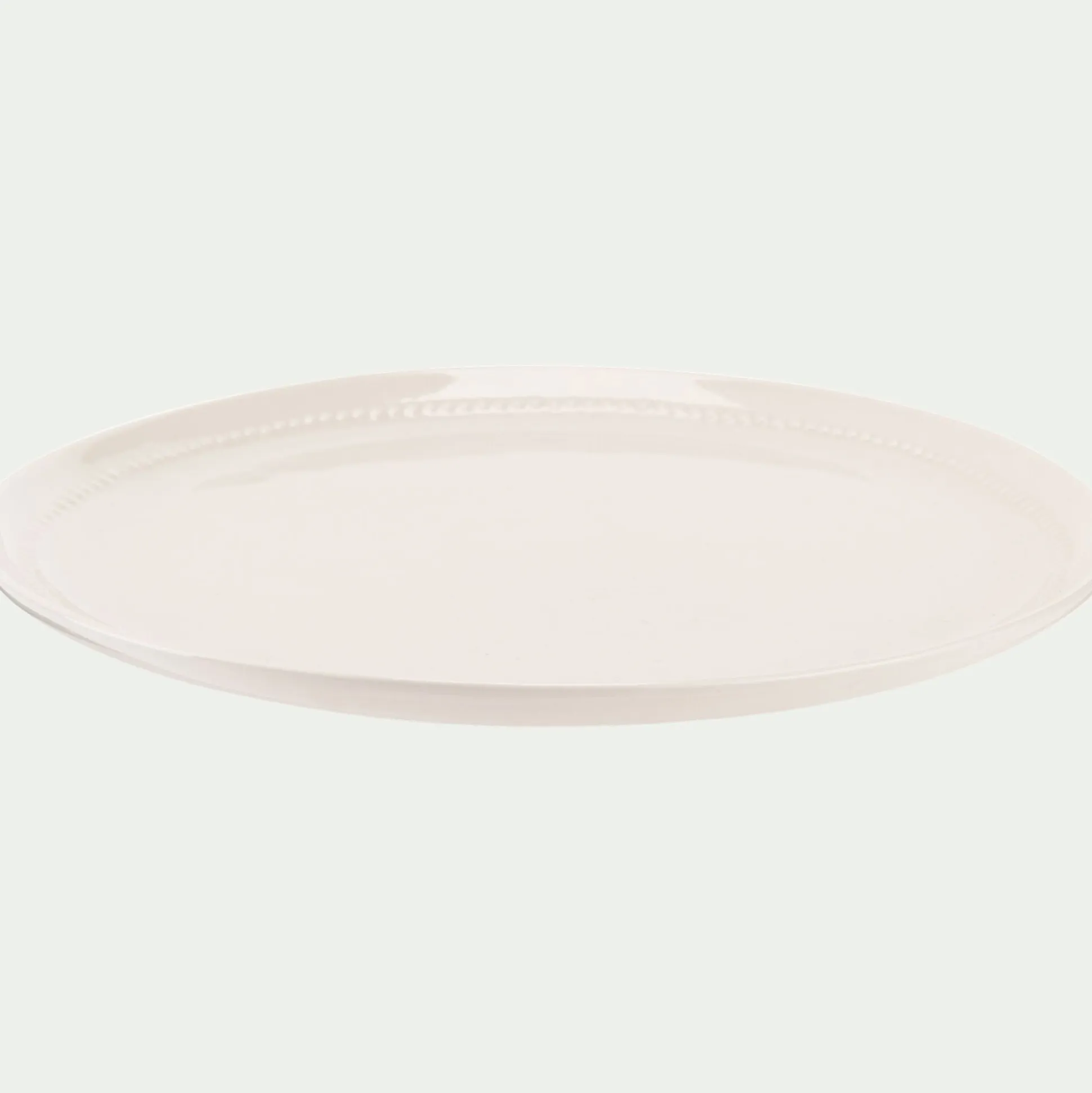 Assiette à dessert en porcelaine avec liseré perlé D21,60cm - blanc ventoux