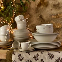 Assiette à dessert en porcelaine avec liseré doré D19cm - blanc