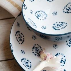 Assiette à dessert motif Amande en porcelaine D20cm - blanc