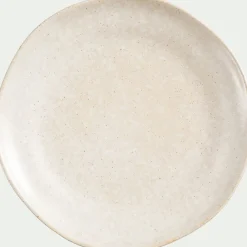 Assiette à dessert mouchetée en porcelaine D22cm - blanc dune