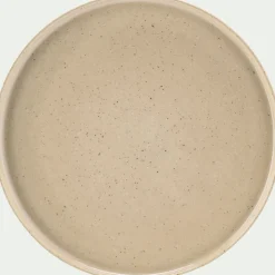 Assiette à dessert mouchetée en grès D20cm - beige