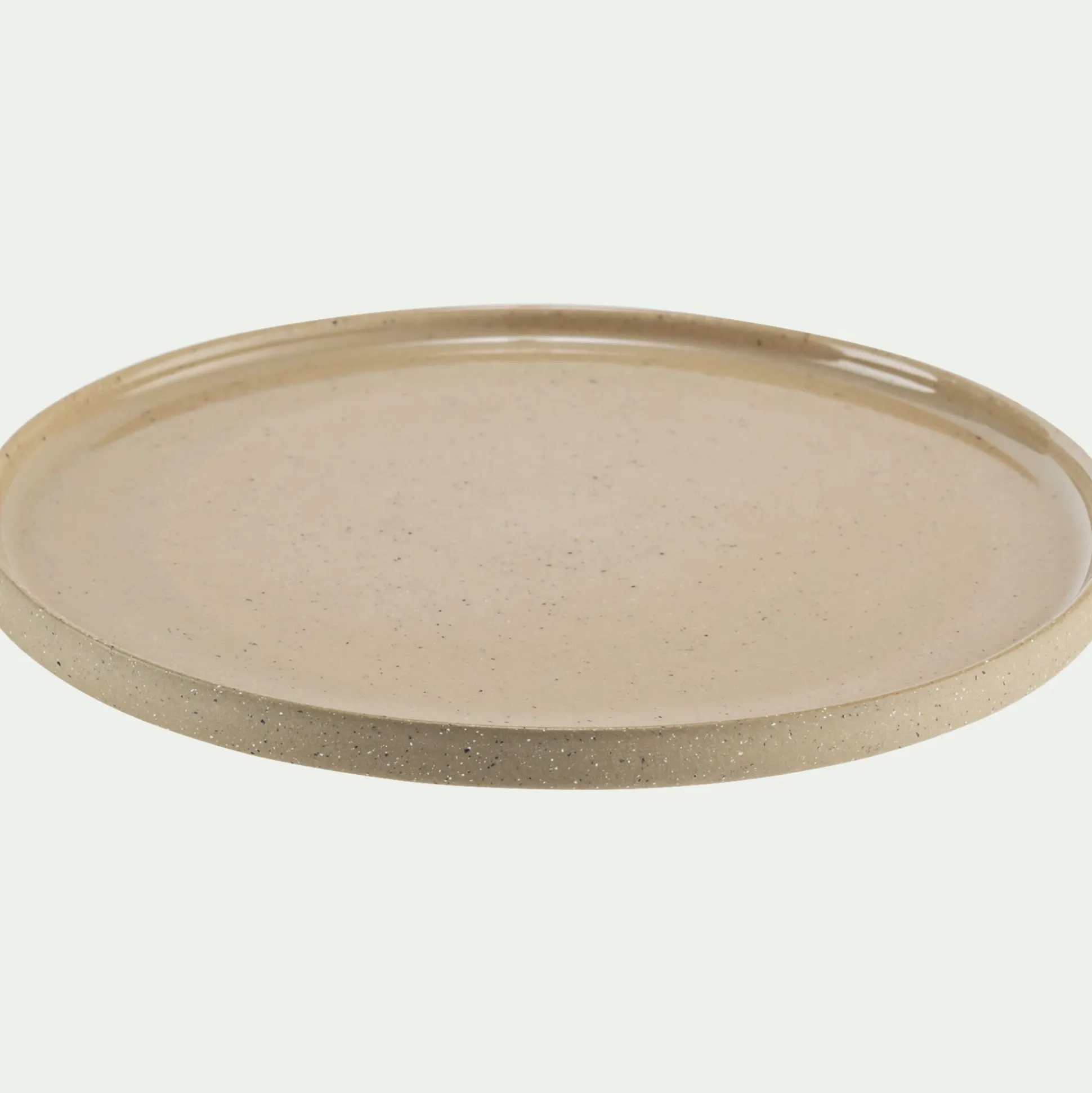 Assiette à dessert mouchetée en grès D20cm - beige