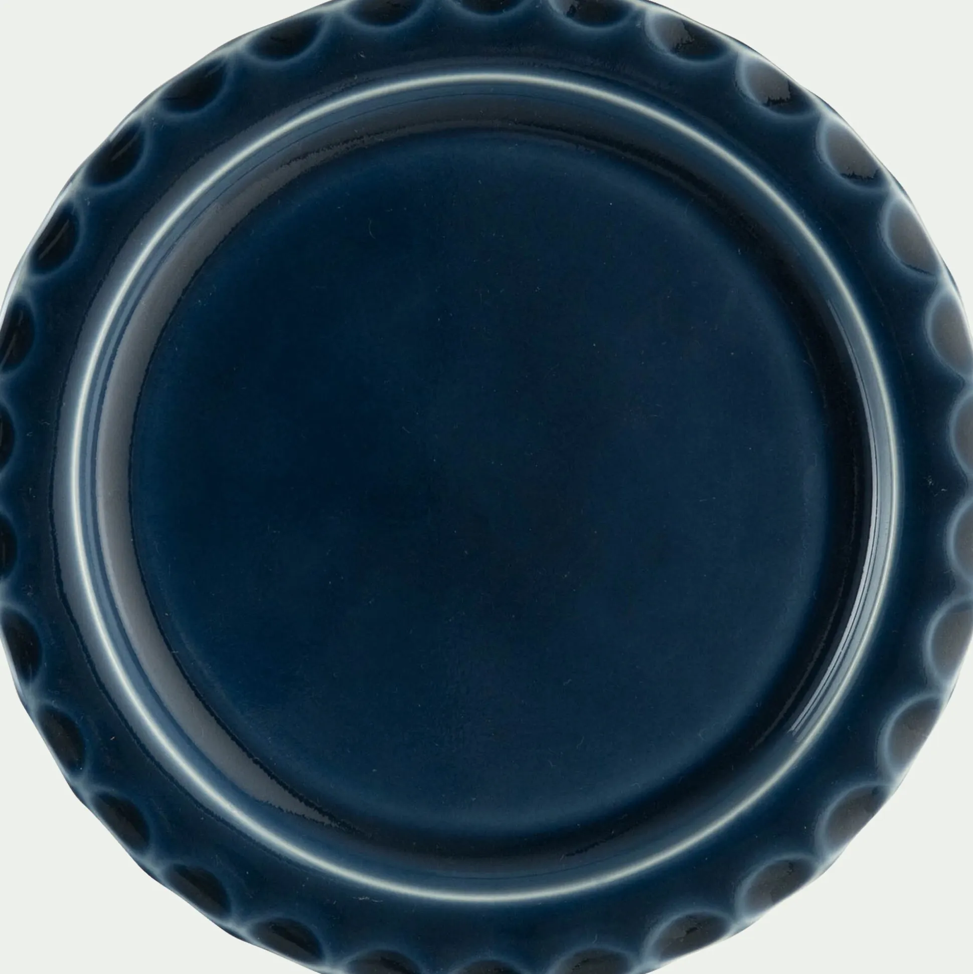 Assiette à dessert ondulée en grès D21cm - bleu