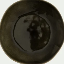 Assiette à dessert organique en grès D21cm - vert cèdre