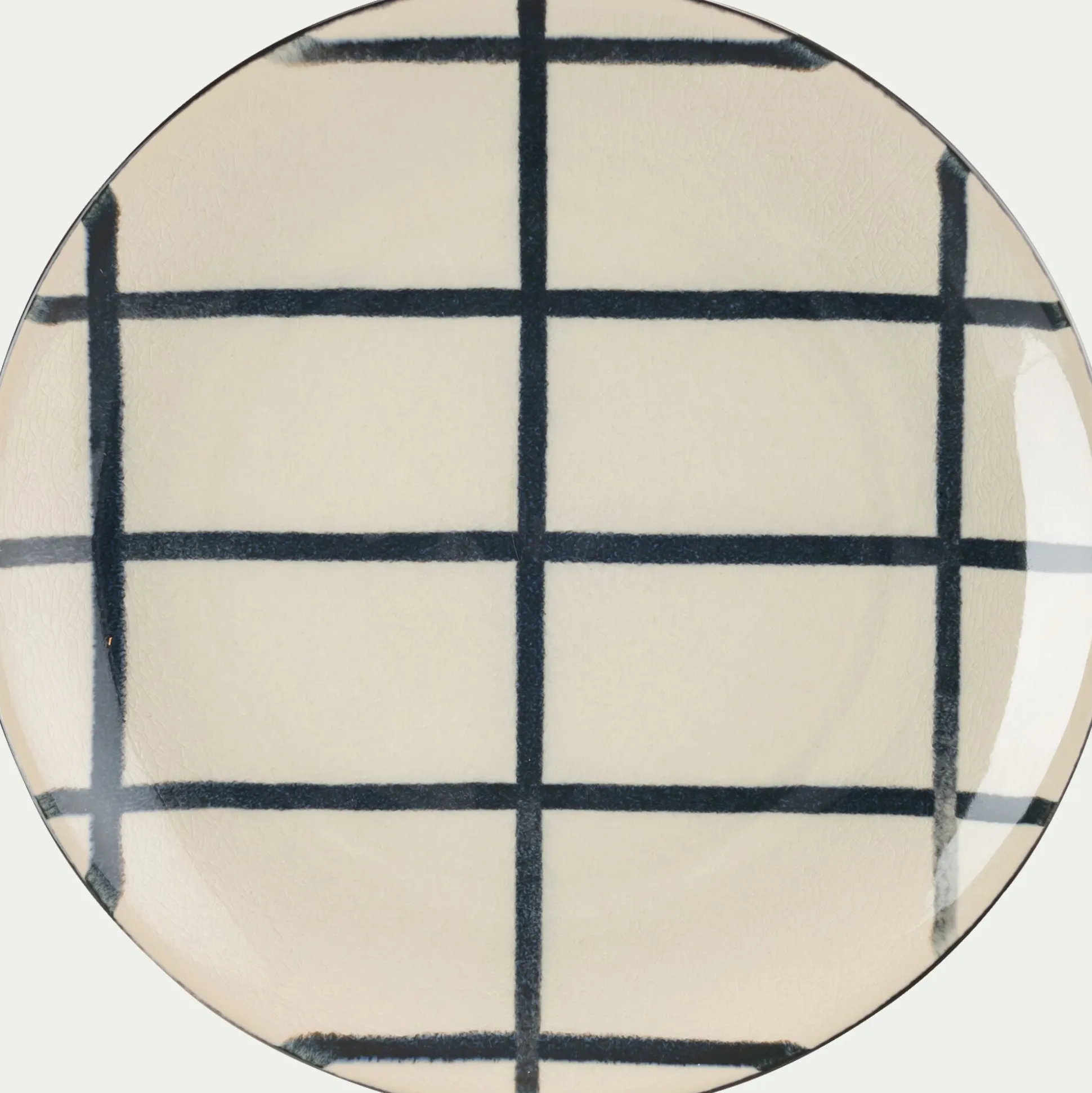 Assiette à dessert rayée en grès D21,6cm - blanc