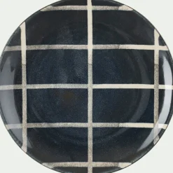 Assiette à dessert rayée en grès D21,6cm - noir