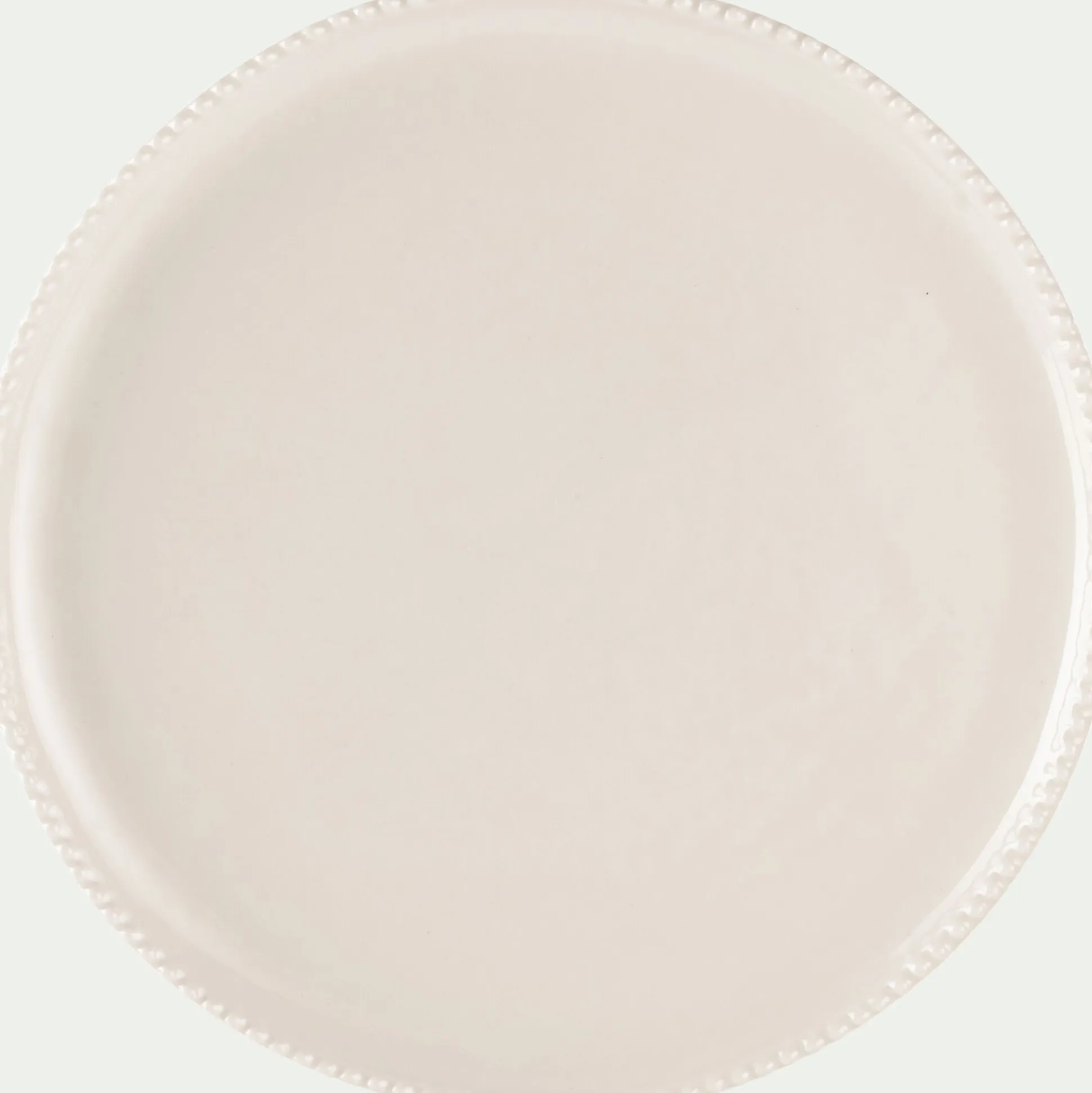 Assiette plate avec liseré perlé en porcelaine D27,60cm - blanc ventoux